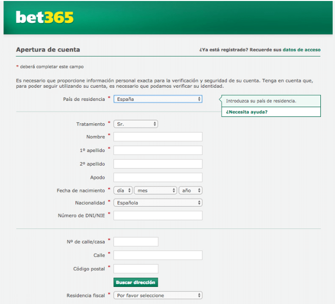 BET365 REGISTRARSE